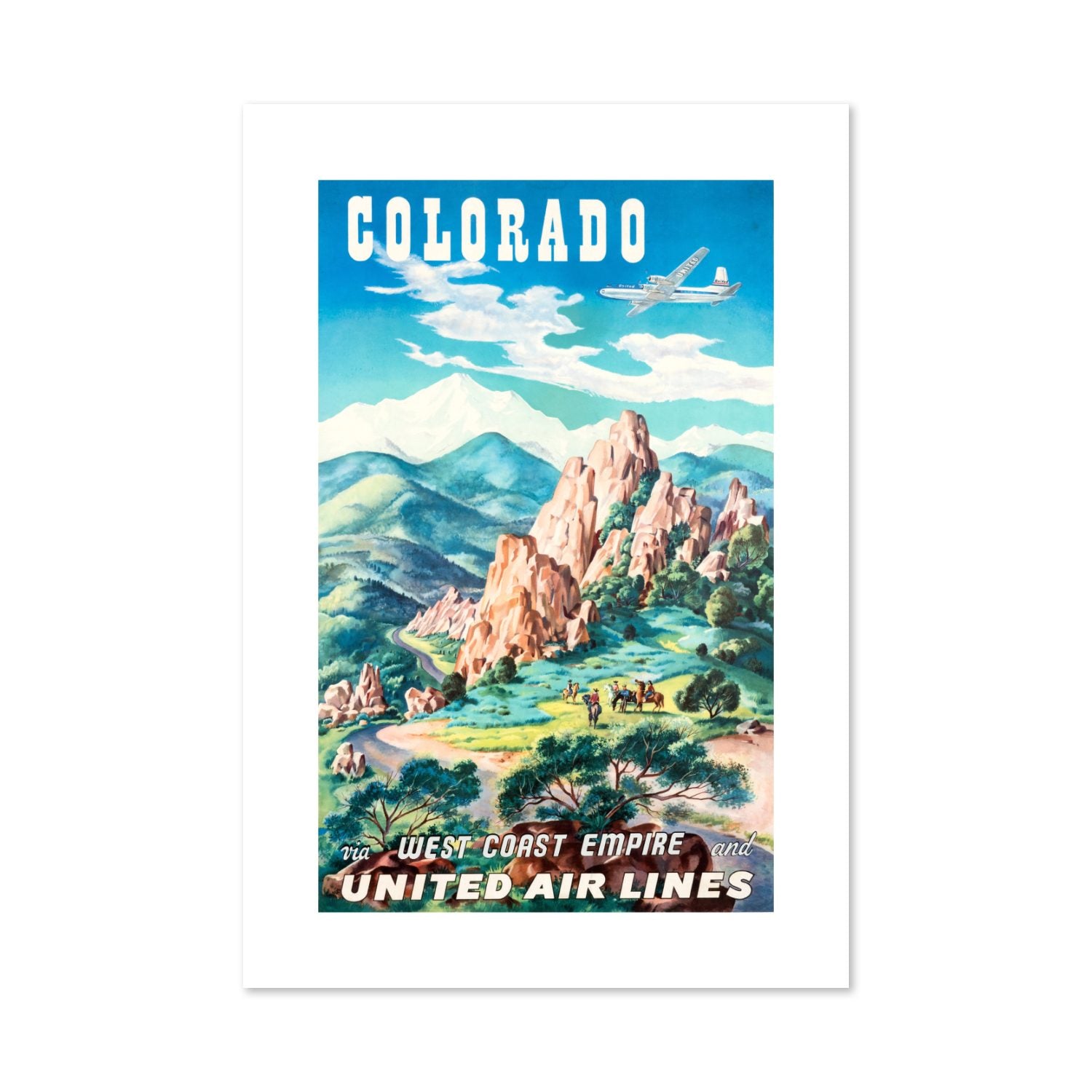 Colorado United Air Lines poster print